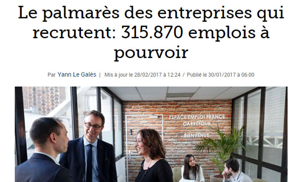 Article Petits-fils - Le Figaro - Le Palmarès des entreprises qui recrutent